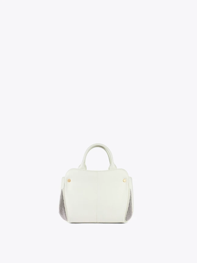 Chic Leather Top Handle Handbag with Textured Panels for Versatile Style