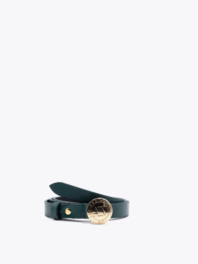 Minimalist Leather Belt with Round Coin Buckle for Everyday Use