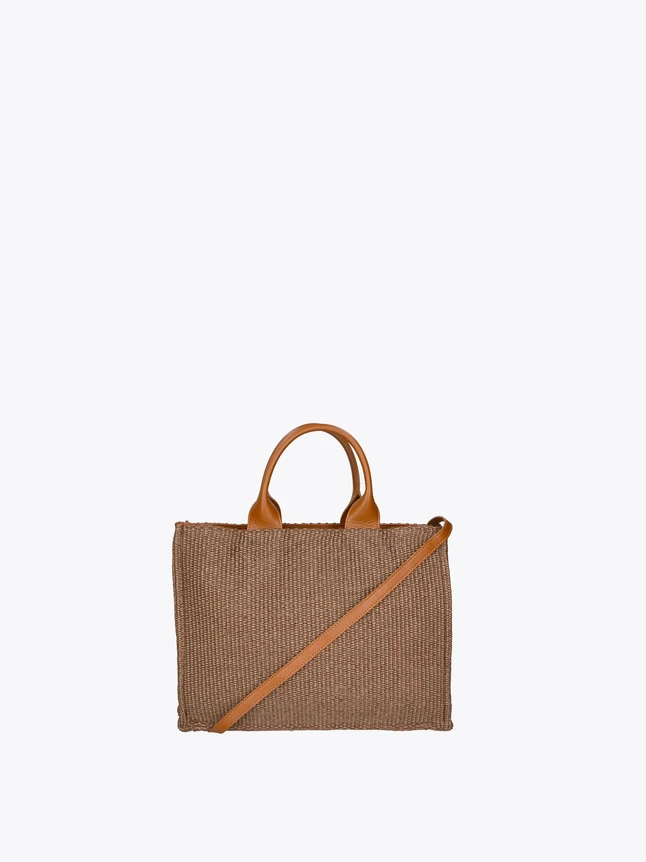 Casual Woven Raffia Tote Bag With Leather Handle for Everyday Use
