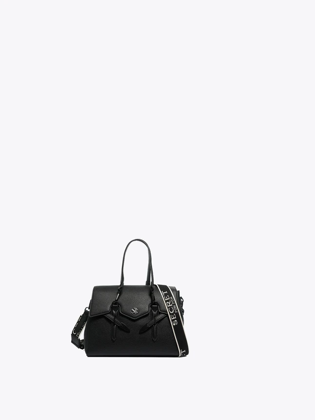 Sleek Pebbled Leather Satchel With Detachable Web Strap For Modern Everyday Use