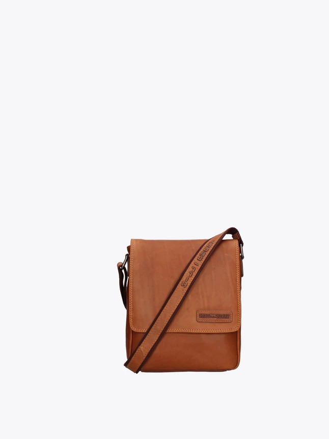 Leather Crossbody Messenger Bag with Front Flap Pocket