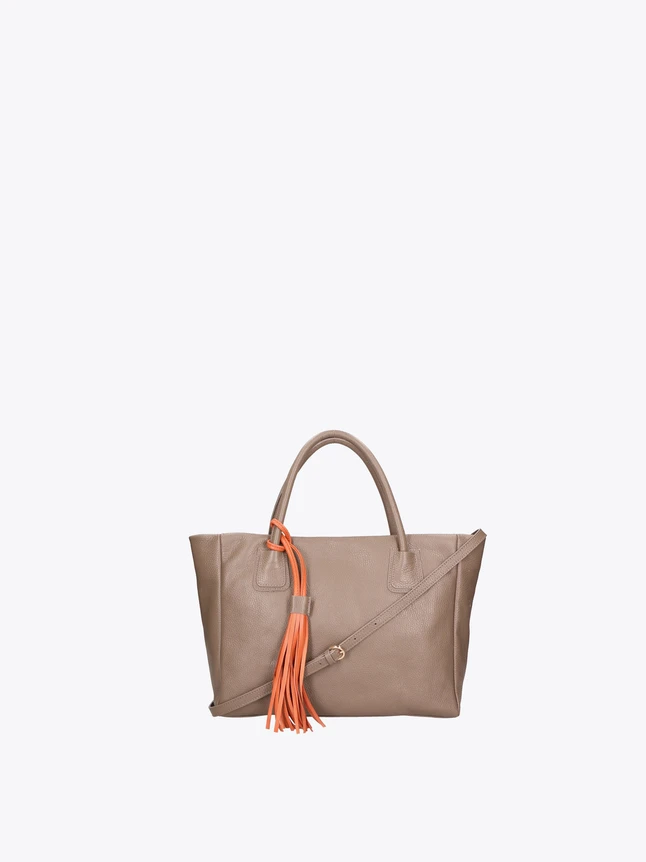 Leather Tote Bag with Tassel Charm for Everyday Use