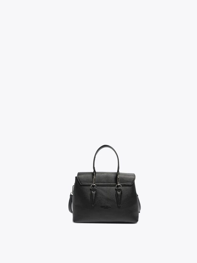 Elegant Grained Leather Top Handle Satchel With Flap For Versatile Daily Carry