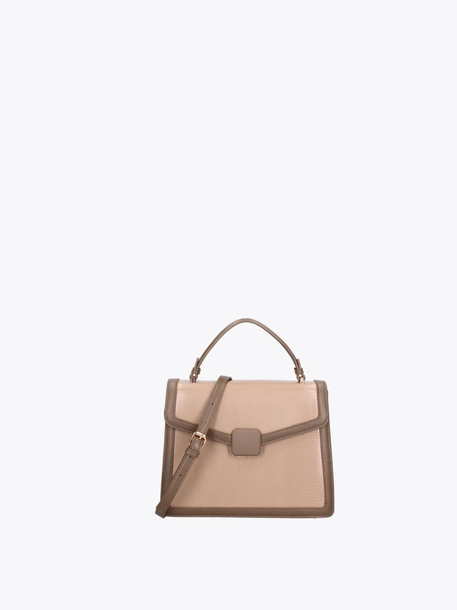 Chic Embossed Leather Top Handle Flap Bag for Everyday Elegance