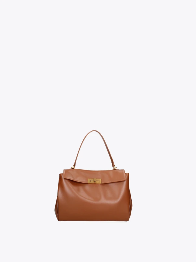 Chic Supple Leather Flap Top Handle Shoulder Bag Versatile Daywear
