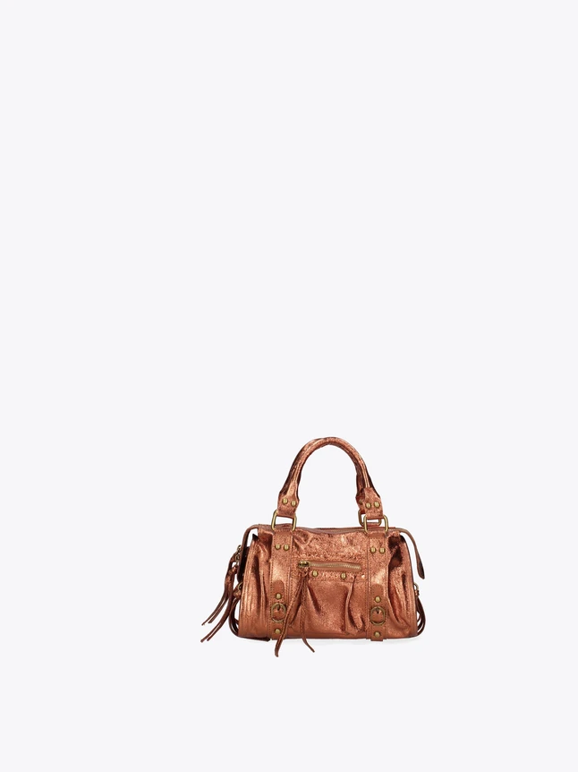 Metallic Leather Satchel Handbag for Everyday Use
