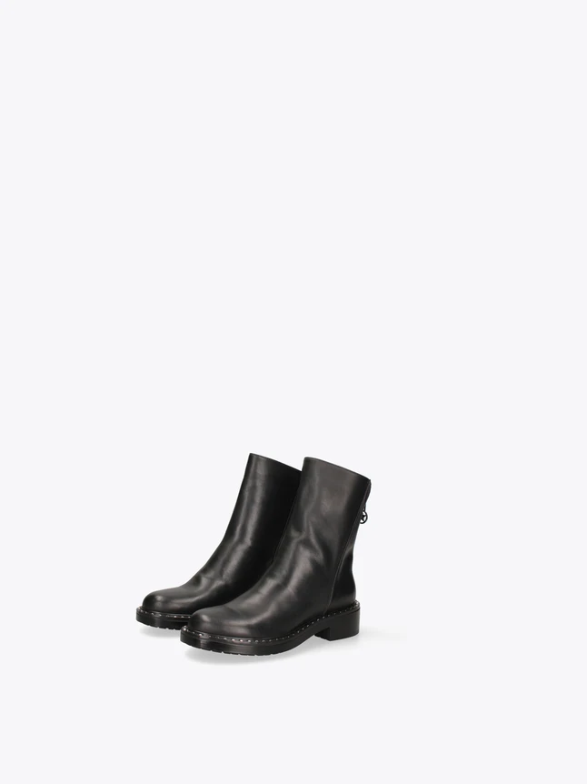 Luxury Leather Ankle Boot With Rear Zipper And Welt Stitch Sole For Women