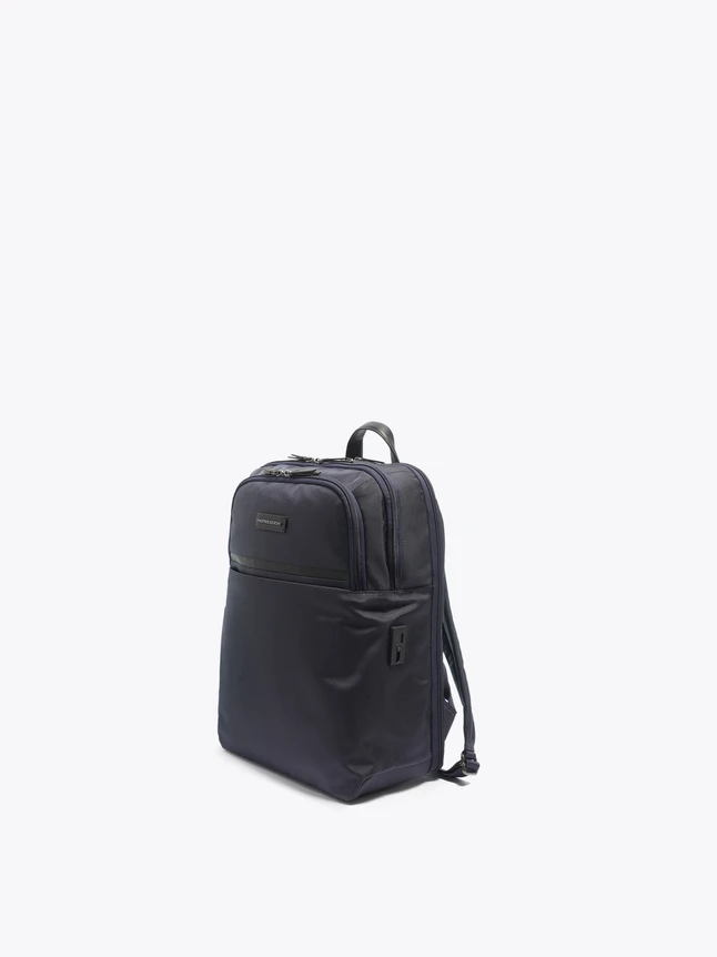 Refined Nylon Business Backpack With USB Port And Leather Accents