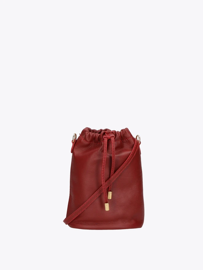 Mini Leather Drawstring Bucket Bag Crossbody Purse for Everyday Use