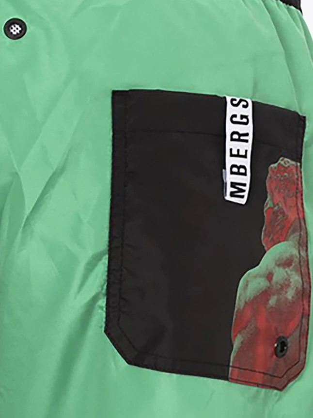 Graphic Panel Board Shorts Nylon Blend for Beach and Water Sports