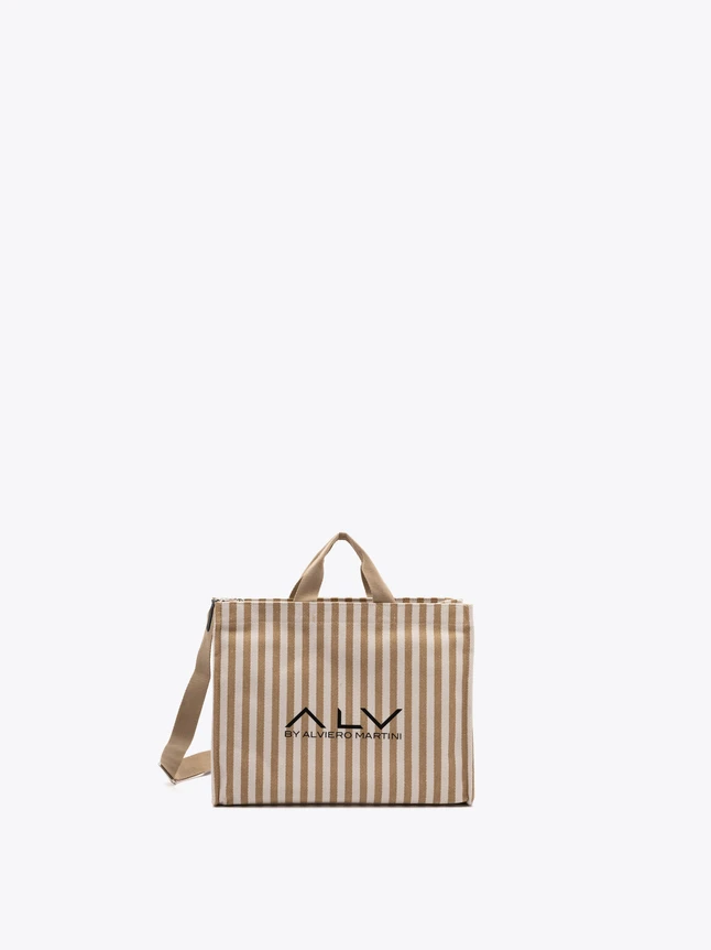 Striped Canvas Tote Bag with Dual Handles for Everyday Use