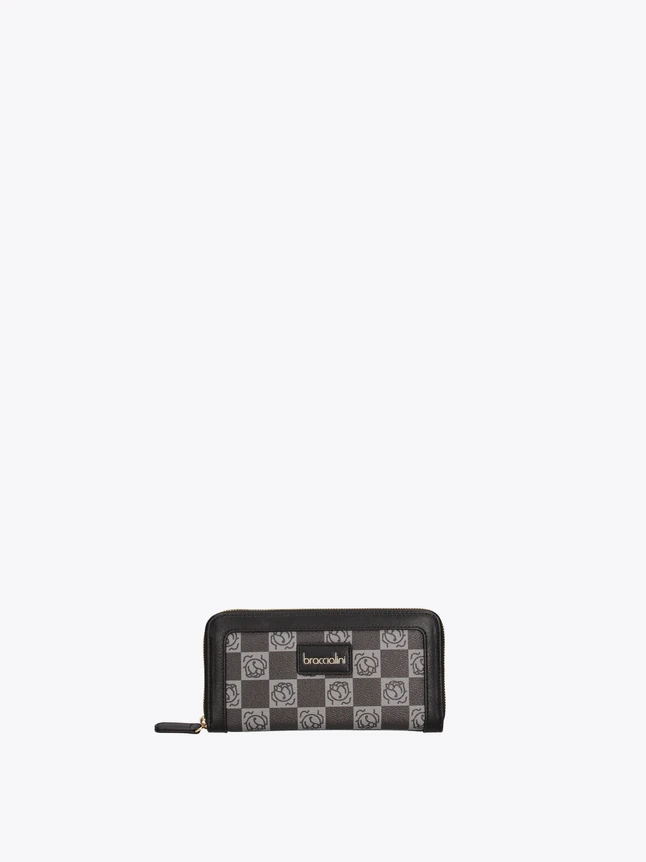 Lux Leather Zip Wallet Checkered Card Slots And Coin Pocket Everyday Use