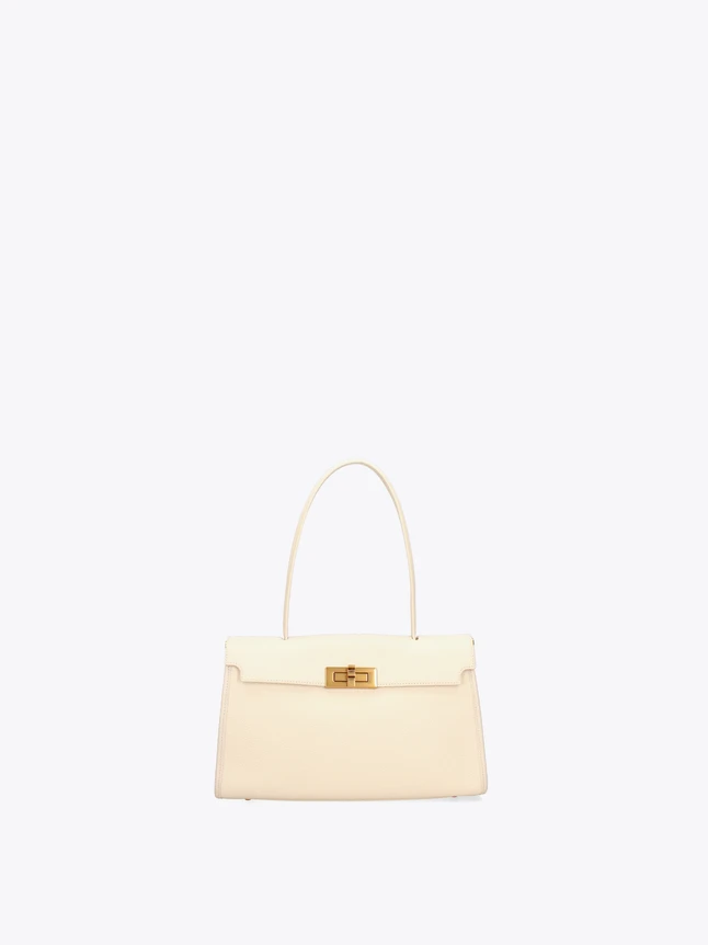 Elegant Leather Flap Shoulder Bag with Top Handle for Daily Chic