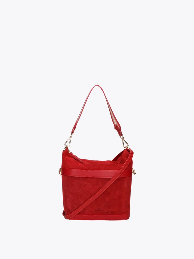 Suede Bucket Bag with Crossbody Strap and Top Handle for Everyday Use