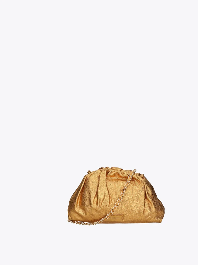 Metallic Lamé Clutch Chain Shoulder Bag for Evening Events