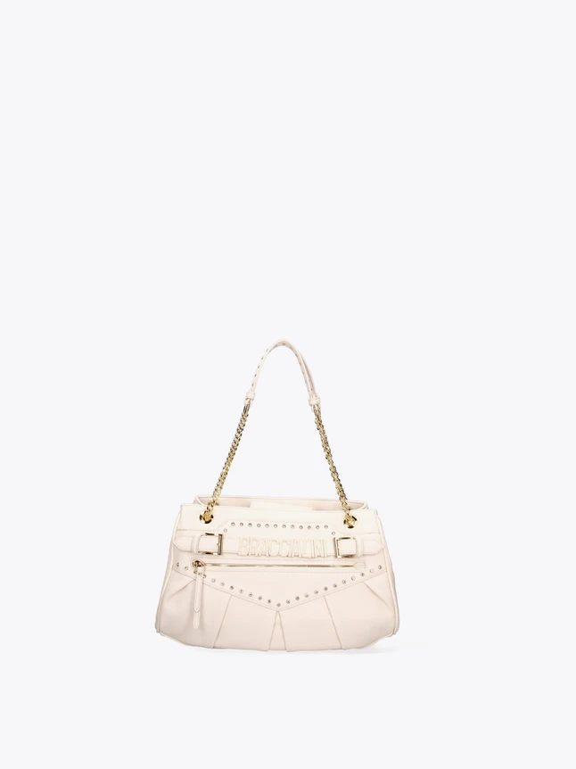 Leather Studded Chain Strap Satchel Bag for Everyday Use