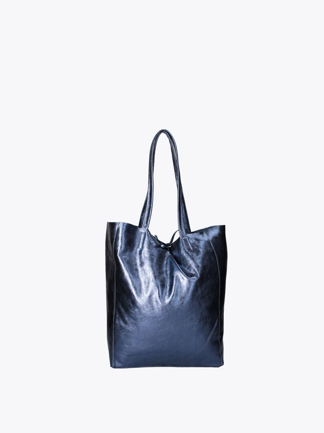 Minimalist Metallic Leather Tote Bag Everyday Use