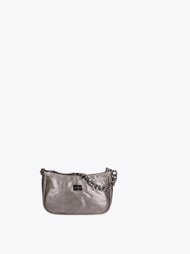 Chic Crinkled Leather Shoulder Bag with Chain Detail for Everyday Elegance