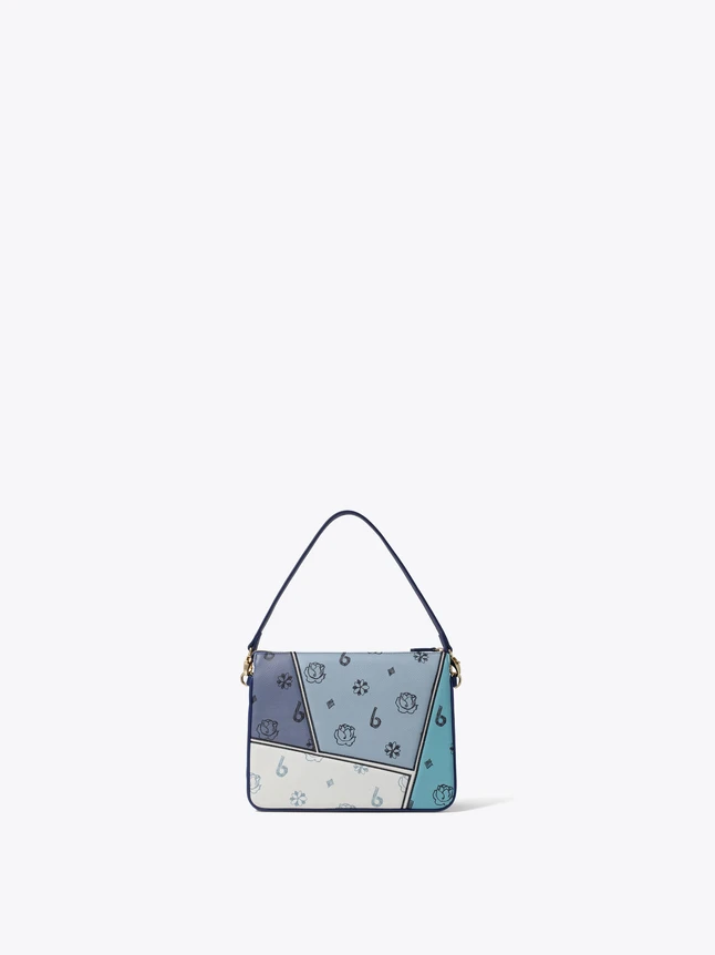 Signature Geometric Patchwork Coated Canvas Handbag