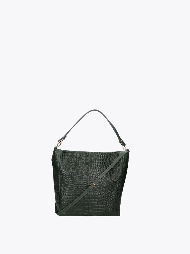 Crocodile Embossed Leather Tote Bag with Top Handle And Shoulder Strap