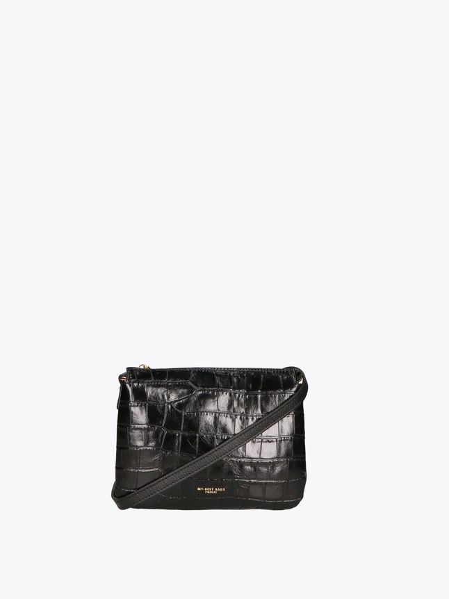 Crocodile Embossed Leather Crossbody Bag for Evening Outings