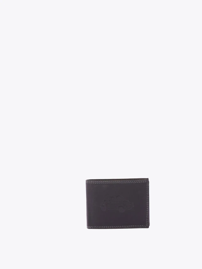 Leather Wallet Bifold with Car Embossed Motif for Everyday Use
