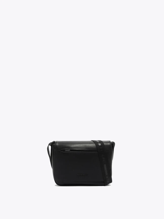 Minimalist Leather Crossbody Bag for Everyday Use with Front Zip Pocket