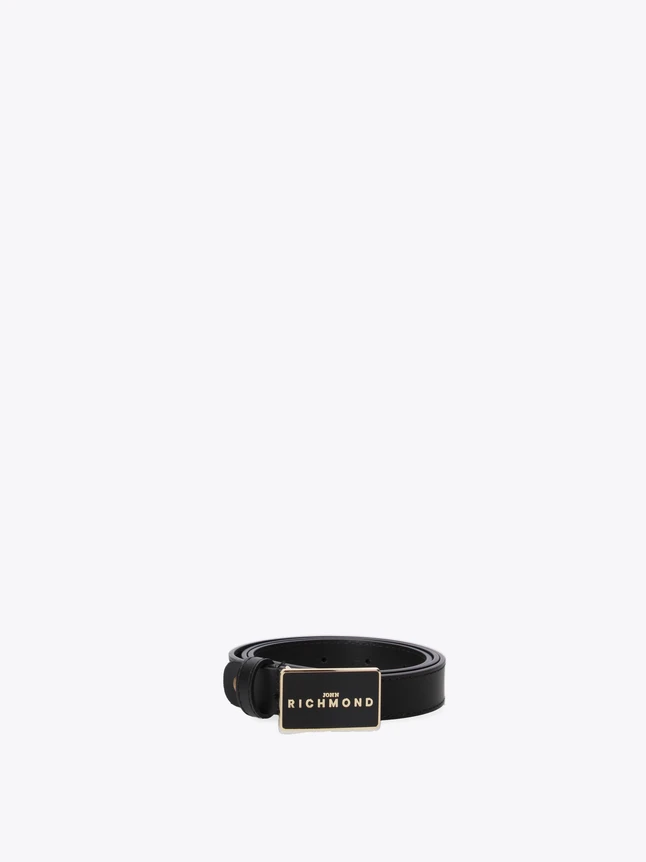Premium Leather Waist Belt Featuring Signature Logo Buckle Accessory