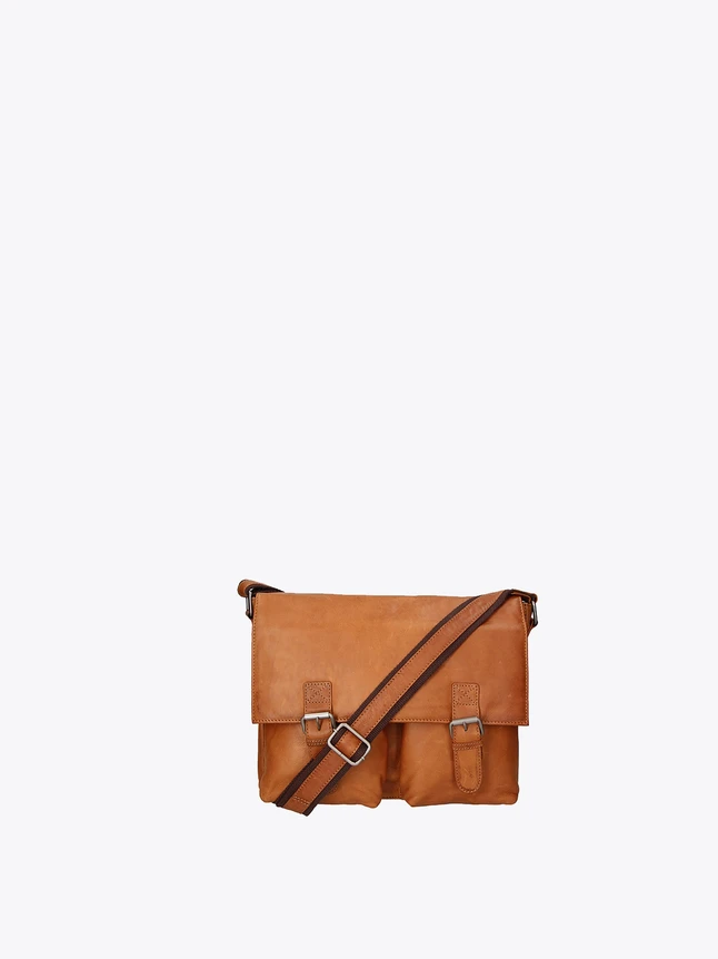 Leather Messenger Bag for Everyday Use with Front Buckle Flap And Crossbody Strap
