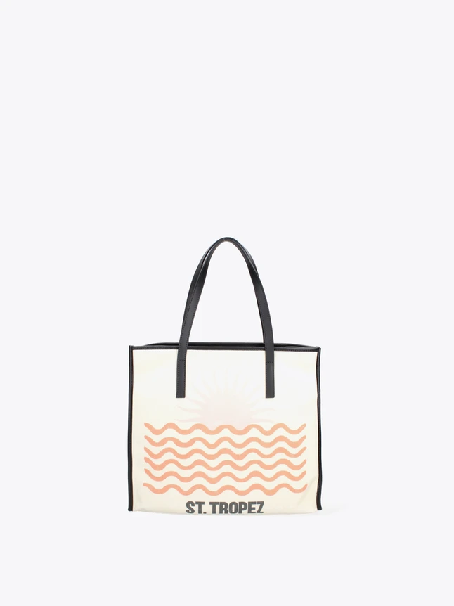 Canvas Tote Bag with Wavy Line Graphic for Everyday Use And Shopping