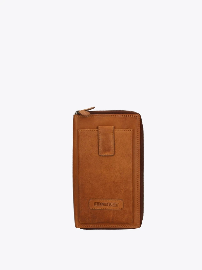 Heritage Leather Zip Wallet with Front Card Pocket for Everyday Essentials