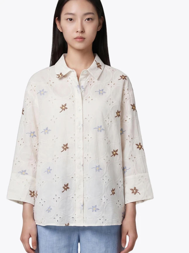 Chic Cotton Blouse For Women - Elegant Design With Roomy Shape