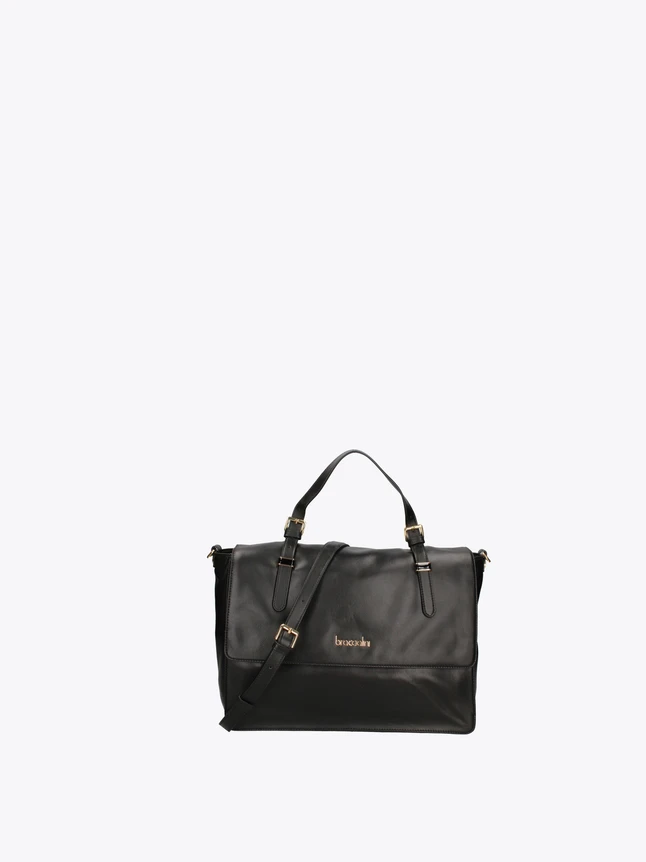 Minimalist Leather Satchel Bag With Top Handle And Crossbody Strap for Office