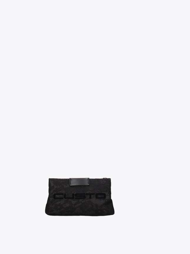 Custo Jacquard Fabric Shoulder Clutch with Leather Flap for Evening Elegance