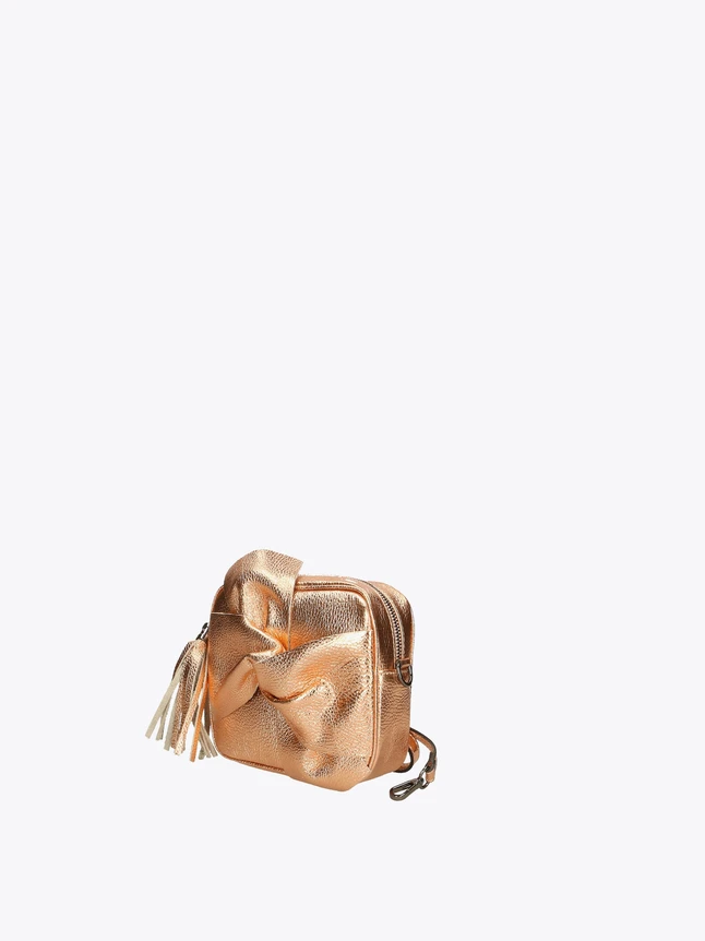 Metallic Leather Crossbody Bag Tassel Accent for Everyday Use