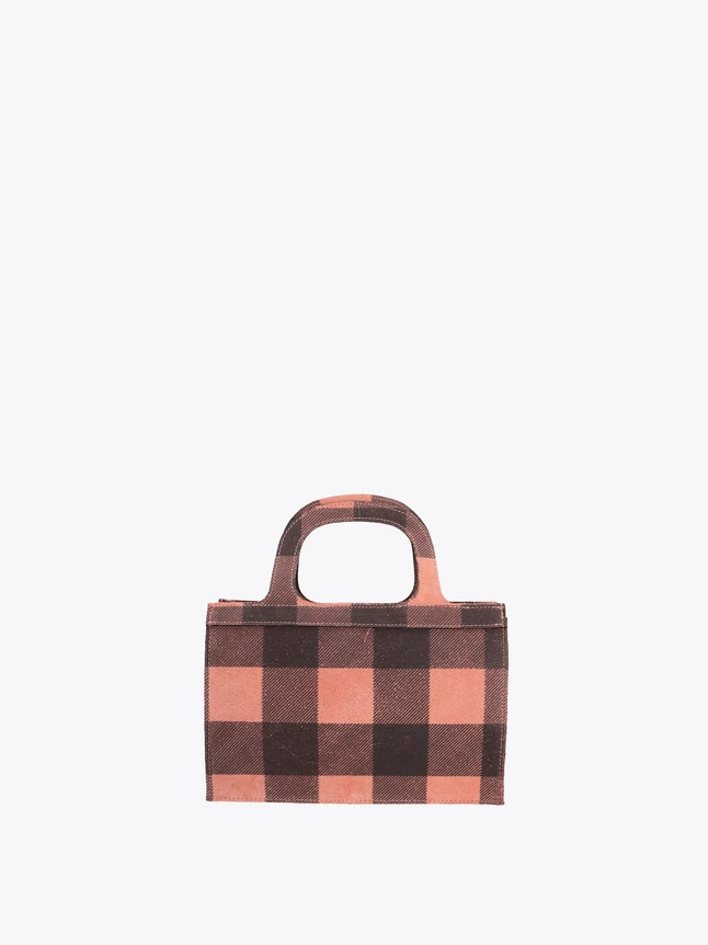 Gingham Canvas Mini Top Handle Bag for Everyday Use