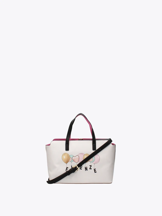 Top Handle Tote Bag PU Leather Print Balloons Crossbody Strap Everyday Use