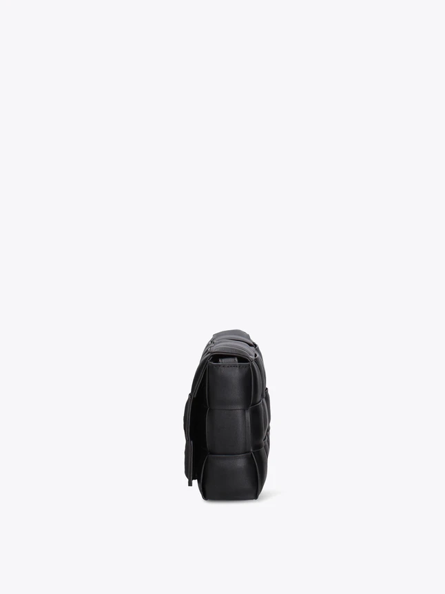 Soft Woven Leather Crossbody Bag With Padded Flap Design Versatile Chic Style