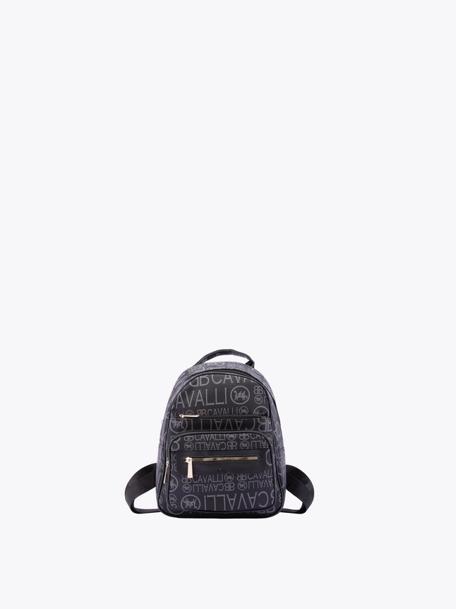 Monogram Logo Print Textile Backpack for School