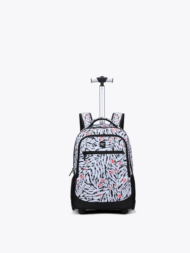 Playful Patterned Polyester Backpacks for School with Rolling Handle