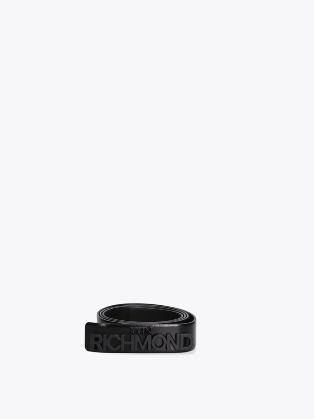 Sleek Premium Leather Belt With Bold Embossed Brand Lettering