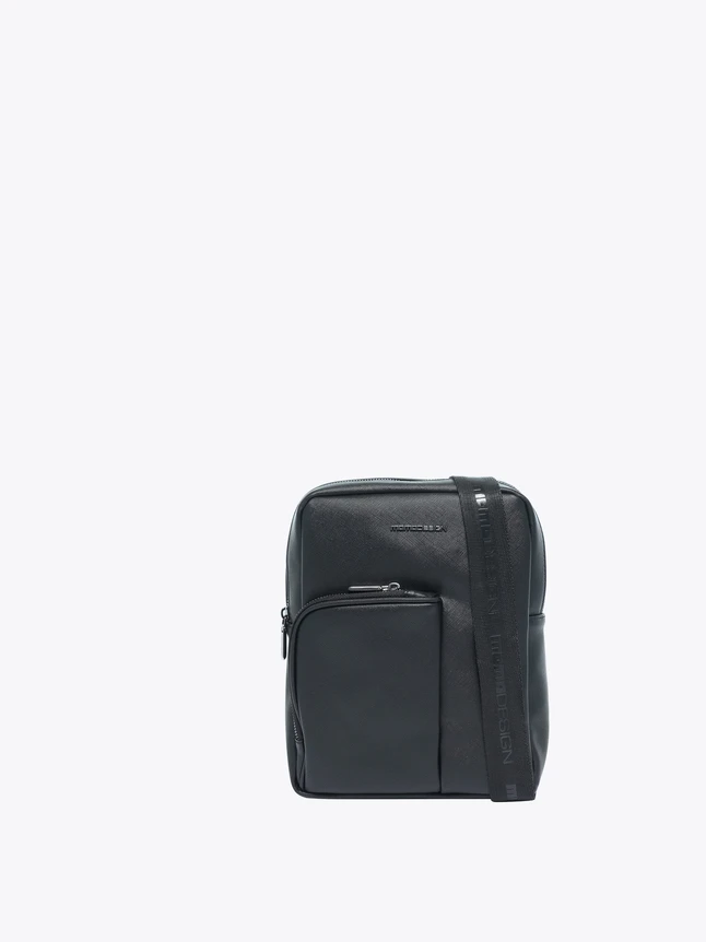 Refined Grained Leather Crossbody Bag With Front Pocket For Daily Essentials