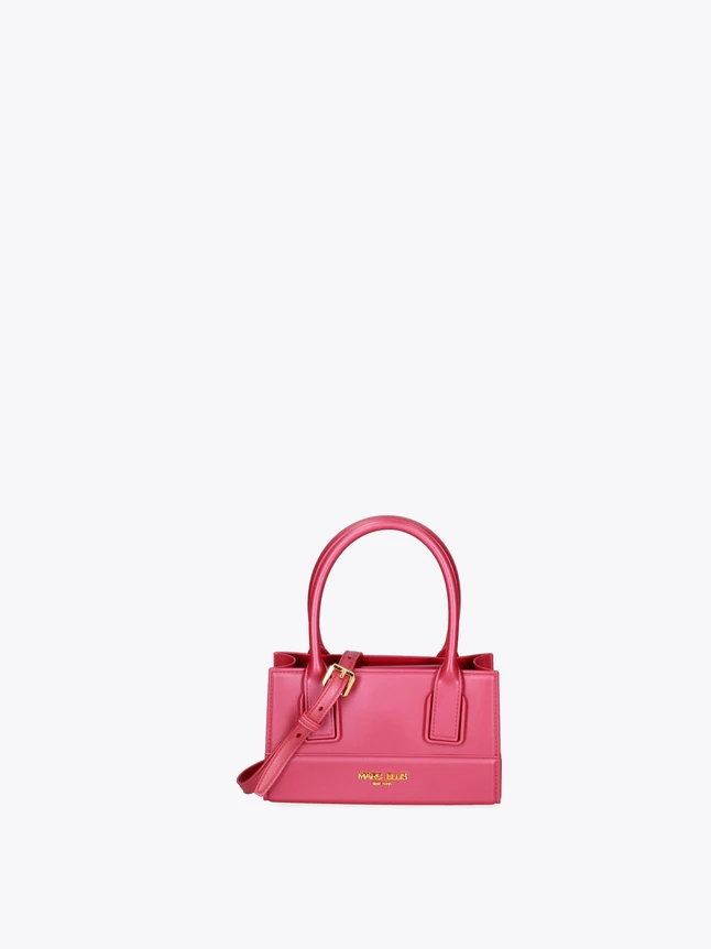 Mini Satchel Handbag Leather Top Handle Detachable Strap for Daily Use