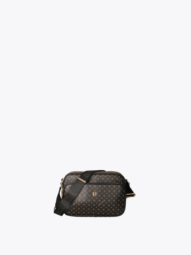 Monogram Pattern Vegan Leather Crossbody Bag Multi Compartment for Versatile Use