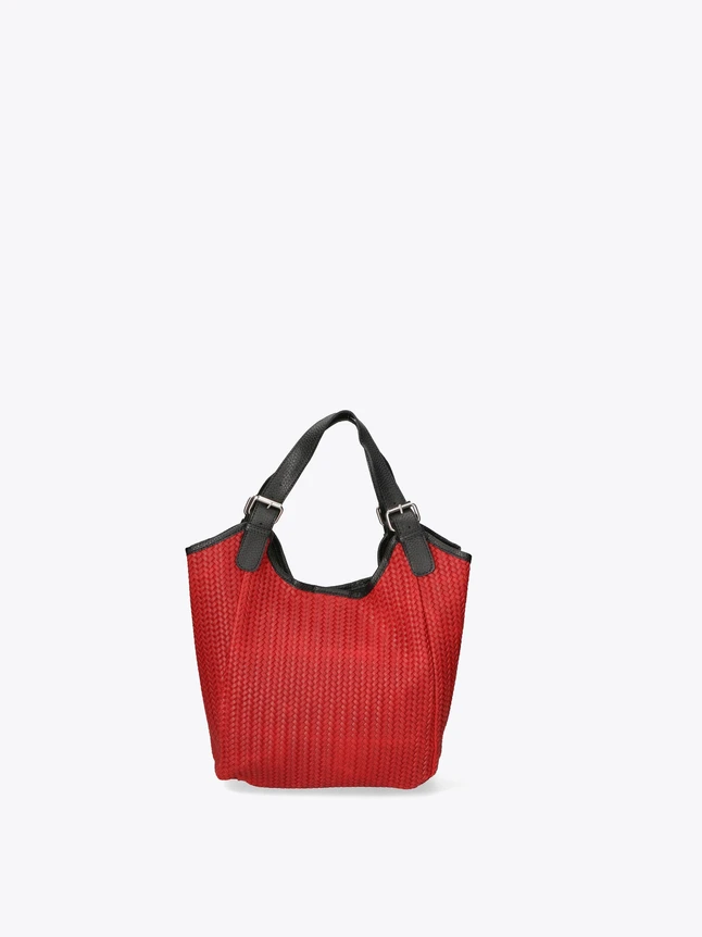 Casual Woven Leather Tote Bag with Top Handles for Everyday Use