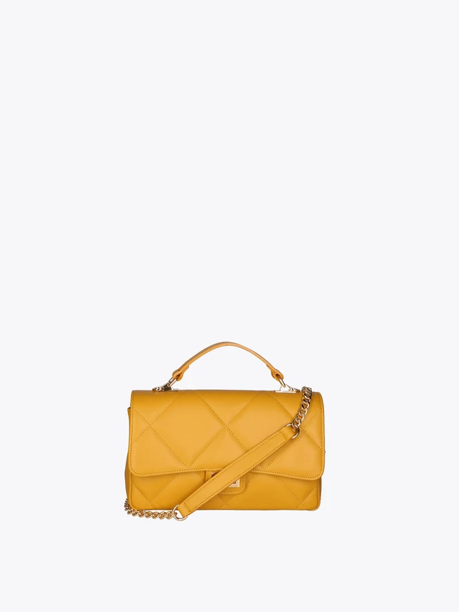 Quilted Leather Flap Shoulder Bag with Chain Strap