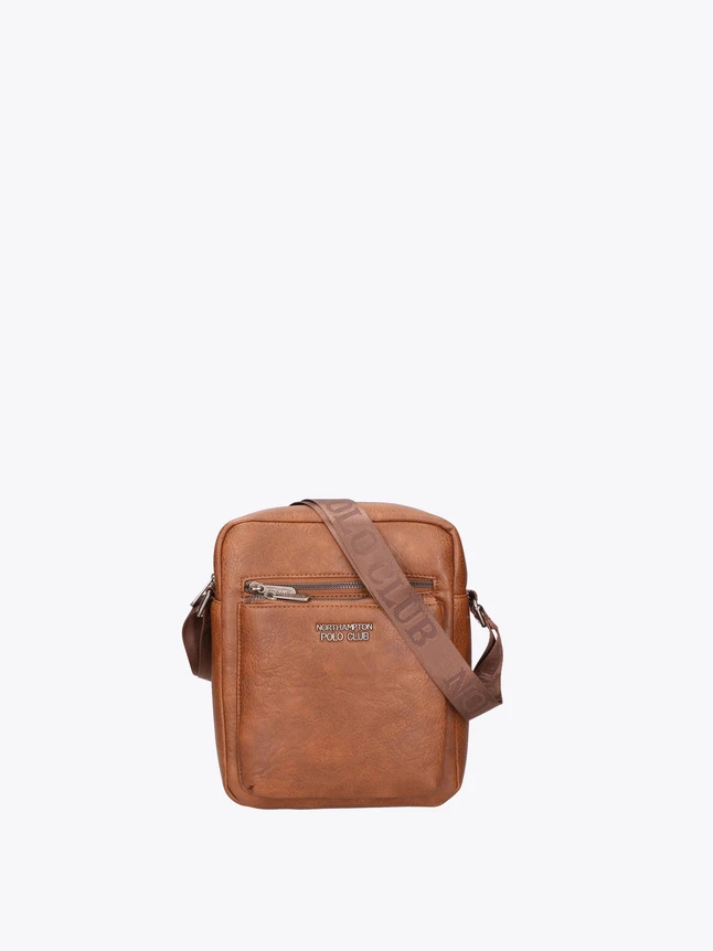 Leather Minimalist Crossbody Bag for Everyday Use with Front Zip Pocket