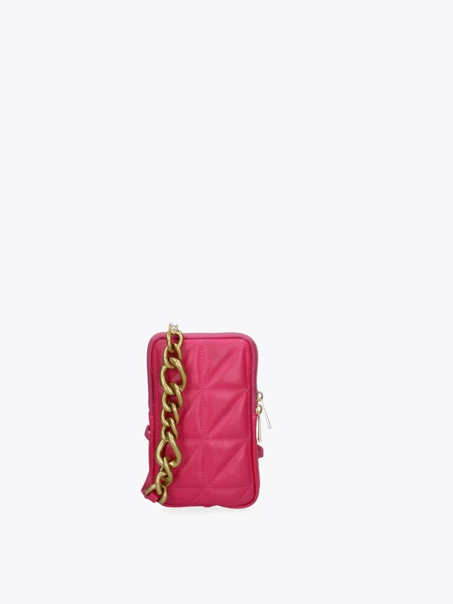 Quilted Leather Crossbody Bag with Chain Strap for Evening