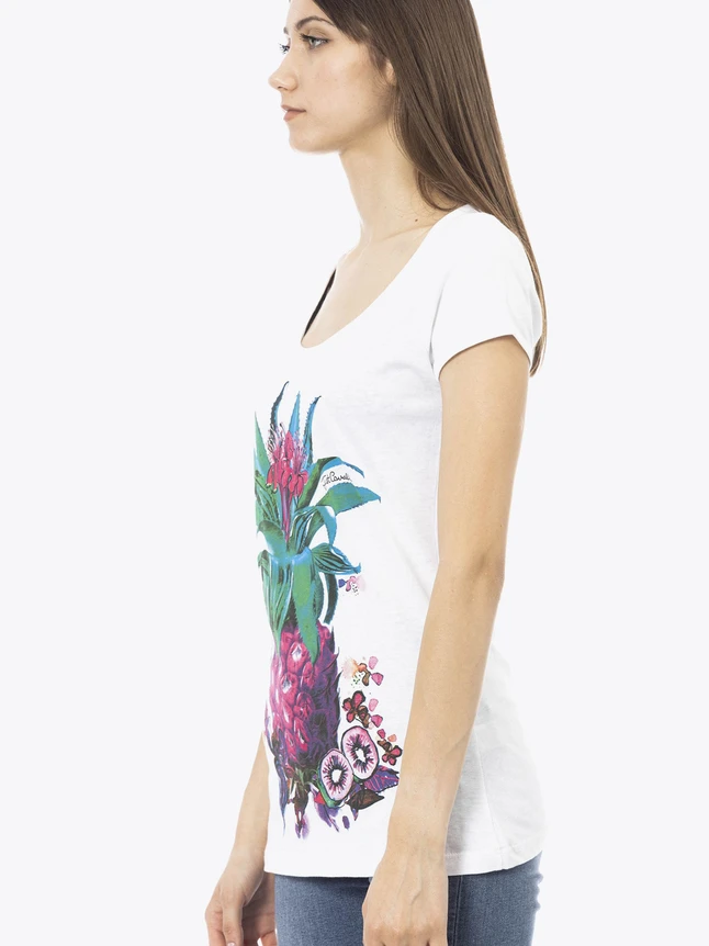 Graphic Cotton Tee Botanical Print Casual Everyday Wear