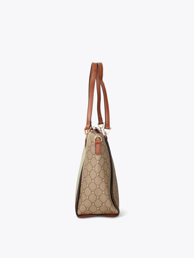Signature Monogram Coated Canvas Shopper with Vegan Leather Trim for Daily Use